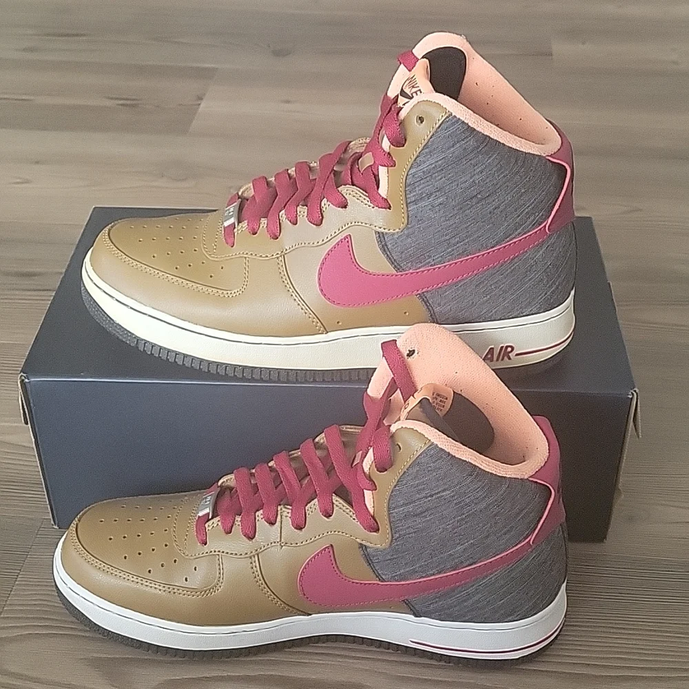 Nike Air Force 1 High '07 Ale Brown/Noble Red/Denim Leather Sneaker - Picture 3 of 9